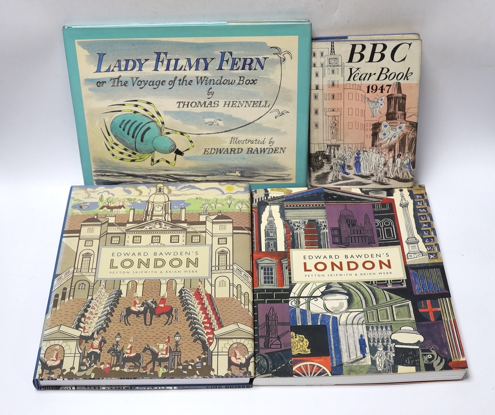 Bawden, Edward - 8 works with dust jackets and other illustrations by Edward Bawden, consisting - BBC Year Book 1947; Pintori, Giovanni, Bawden, Edward and others - Graphic Designers in Europe, 1972; Bliss, Percy Douglas